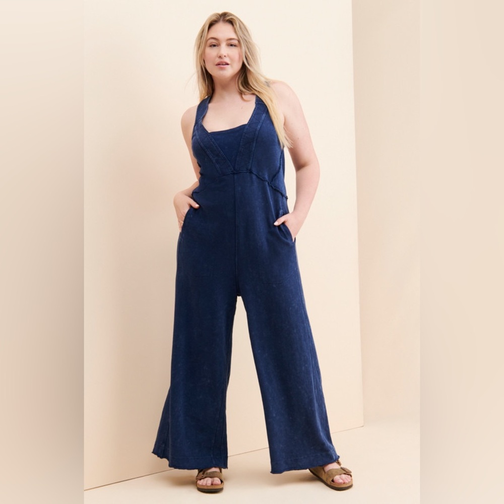 Anthropologie Deep Blue Halter Jumpsuit